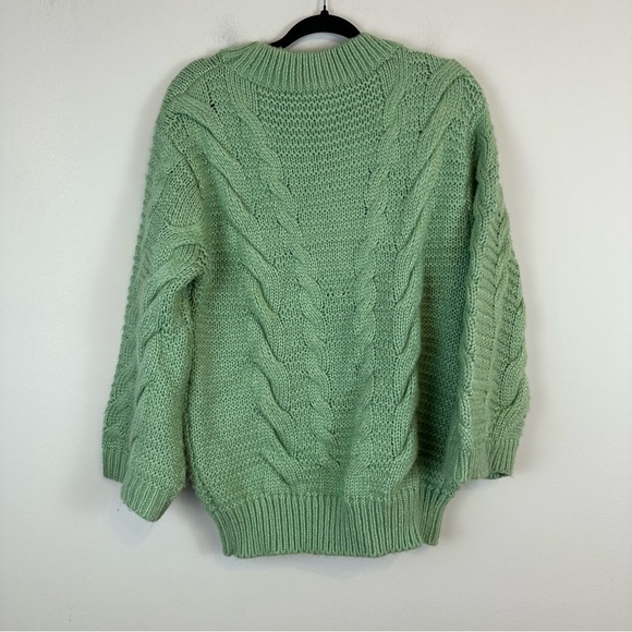 Princess Polly | Light Green Chunky Cable Knit Oversized Pullover Sweater M/L - Picture 6 of 6